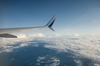 Крыло самолета на фоне голубого неба Воздушное крыло в полете из окна,  голубое небо идея концепции поездки Стоковое Изображение - изображение  насчитывающей природа, аэратора: 159934623