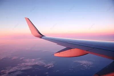 Вид крыла самолета в небе утром на восходе Стоковое Фото - изображение  насчитывающей утро, горизонт: 173962472