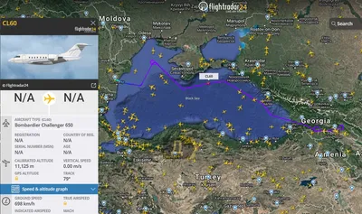 Американский самолет-разведчик мониторит побережье Крыма и Грузию  (обновлено) | Новости Одессы