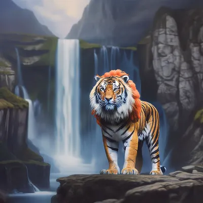 Лев и тигр: разные виды, но похожи» — создано в Шедевруме