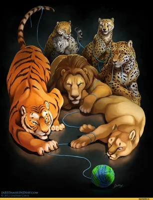 Лев, тигр, пантера, рысь хищники Иллюстрация вектора - иллюстрации  насчитывающей нарисовано, фауна: 101868597