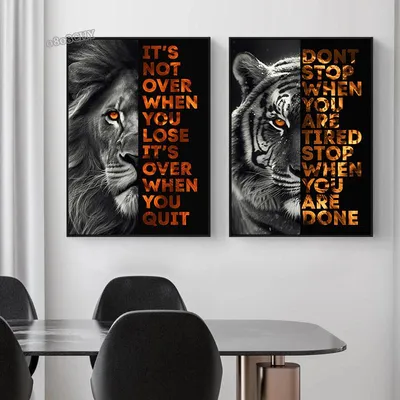 Животные, искусство, холст, фотообои, Лев, тигр, леопард, животные,  искусство, холст, картины, украшение для дома | AliExpress