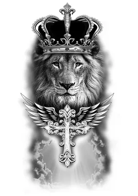 Татуировка переводная временная / наклейка на тело / лев корона- купить по  выгодной цене в интернет-магазине OZON (735204587)