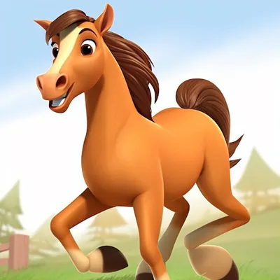 3d-рендеринг иллюстрации мультфильма лошади | Премиум Фото