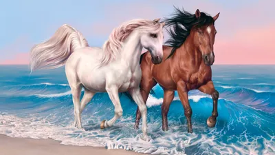 Пара лошадей\" Фотообои с животными всегда в моде. Фотообои под заказ на  размер вашей стены. Купить.