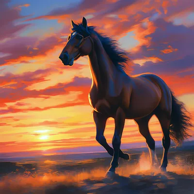 Лошадь в закате» — создано в Шедевруме