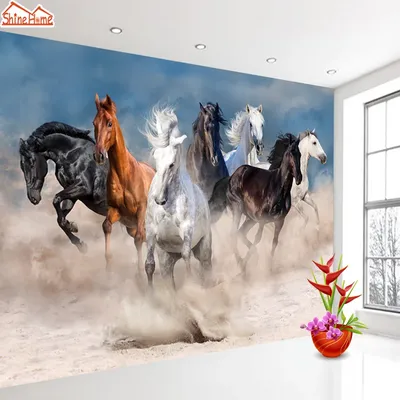 Обои на заказ для гостиной, бегущих, лошадей, ТВ-фонов | AliExpress
