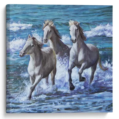 Онлайн пазл «Лошади в воде»