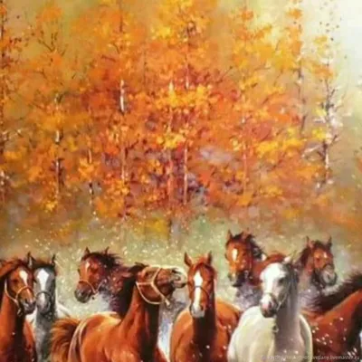 Джим Уоррен \"Дикие воды\", сюрреализм, бегущие кони по воде, волна. Животный  мир. Купить в Краснодарском крае: Новороссийске, Геленджике