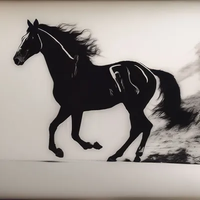 Чёрный силуэт лошади на белом …» — создано в Шедевруме