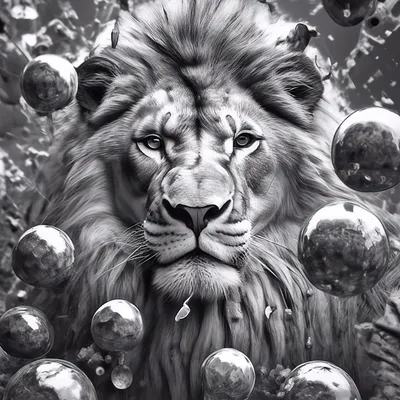 Лев черно белый рисунок - 70 фото