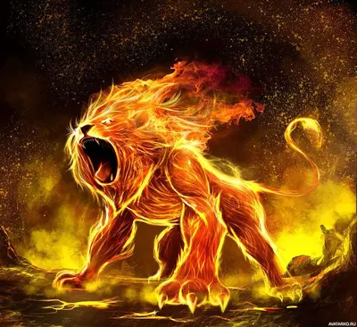 Фантастика, #Огонь, #Львы, #аватары, #картинки, #авы,  https://avatarko.ru/kartinka/26792 | Fire lion, Painting, Lion of judah