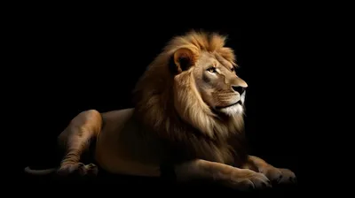 Изображение головы льва на черном фоне - Животный мир