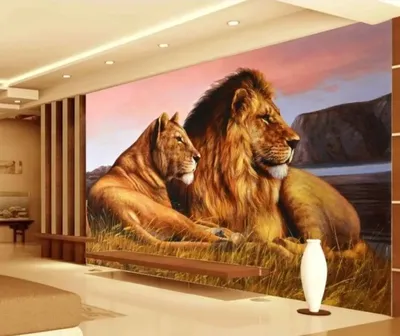 Фотообои Лев с львицей Nru03418 купить на заказ в интернет-магазине