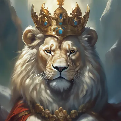 Грозный лев с короной на голове …» — создано в Шедевруме