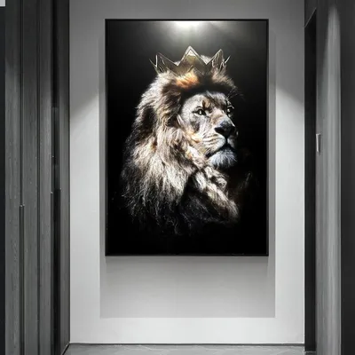 Современная живопись на холсте с животными, голова льва с короной, постеры  и принты, настенные художественные картинки для декора стен гостиной,  Cuadros – лучшие товары в онлайн-магазине Джум Гик