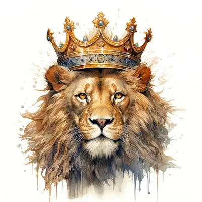 Рисунок льва с короной на нем | Премиум Фото