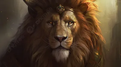 Голова льва портрет короля льва с короной на голове на черном фоне |  Премиум Фото