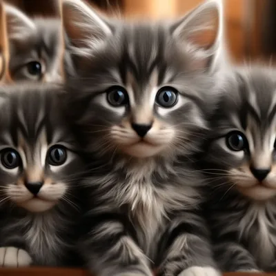 Три маленьких пушистых милых котят …» — создано в Шедевруме