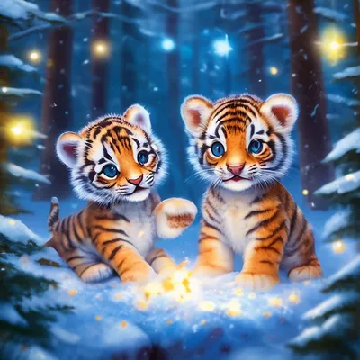 Милые, маленькие тигрята на бревне, …» — создано в Шедевруме