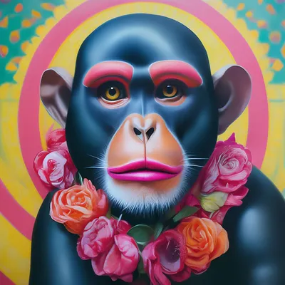 Женщина обезьяна с накрашенными …» — создано в Шедевруме