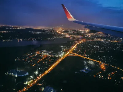 Ночной Вид Город Самолета стоковое фото ©JuliaKva 461747386