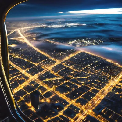Ночной Нижний Новгород из окна самолёта — Фото №1399486