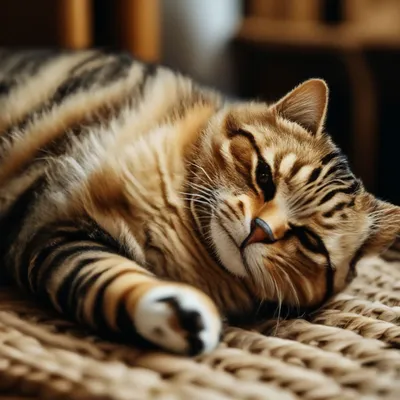 Полосатый толстый объевшийся кот …» — создано в Шедевруме