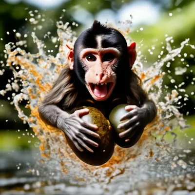 обезьяна с большими яйцами сидит у воды Стоковое Изображение - изображение  насчитывающей обезьяна, макака: 246406765