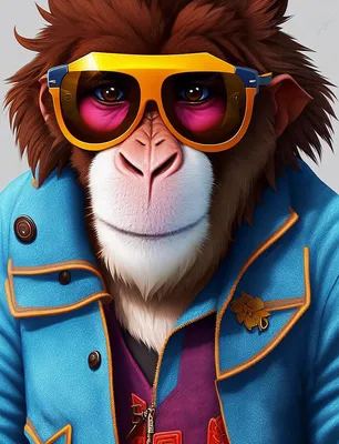 Купить картину-постер \"Силуэт обезьяны в синих очках и с бабочкой\" с  доставкой недорого | Интернет-магазин \"АртПостер\"