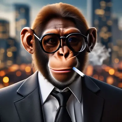 портрет обезьяны в солнечных очках на курорте. создан Стоковое Фото -  изображение насчитывающей смешно, обезьяна: 269734674