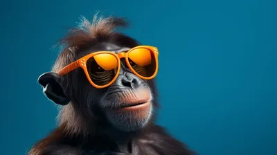 Красочная художественная обезьяна в очках с красочным генеративным ии |  Премиум Фото