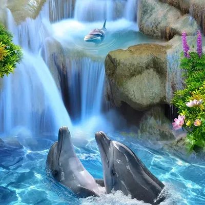 Самоклеящиеся 3D-обои с дельфином на заказ, декоративные водонепроницаемые  обои для ванной, гостиной, пола | AliExpress