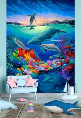 Фотообои на стену флизелиновые, Море с дельфинами, 200*270 см, рельефные, с  виниловым покрытием, моющиеся - купить по выгодной цене в интернет-магазине  OZON (589306801)
