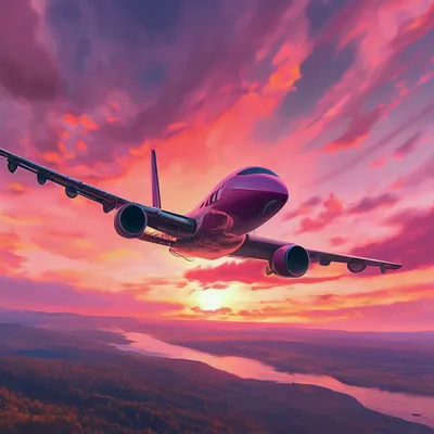 Падающий самолет на фоне розового …» — создано в Шедевруме