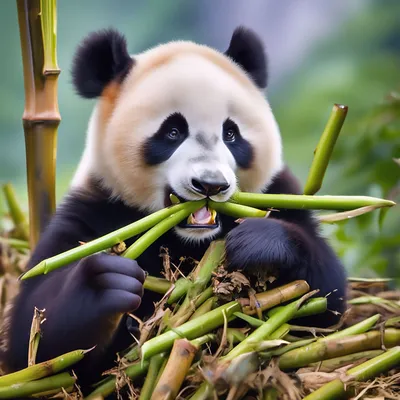Панда с бамбуком рисунок карандашом (35 фото)