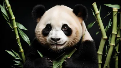 Обои на рабочий стол Панда, бамбук, медведь, животное, panda, bamboo -  Животные - Картинки, фотографии