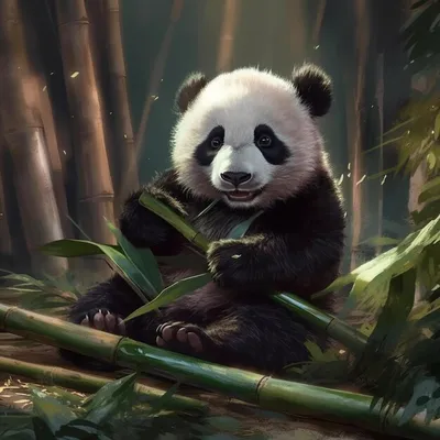 Панда с бамбуком клипарт-картинка. Бесплатная загрузка. | Creazilla