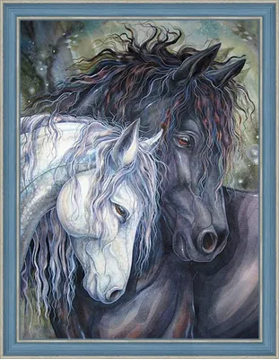 Интерьерная картина на холсте Черная и белая лошадь, Пара лошадей,  Романтика, Красивые лошади 60х40 (ID#821615746), цена: 562.25 ₴, купить на  Prom.ua