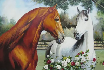 Купить постер \"Молочно-шоколадная абстракция грациозной пары лошадей\" с  доставкой недорого | Интернет-магазин \"АртПостер\"