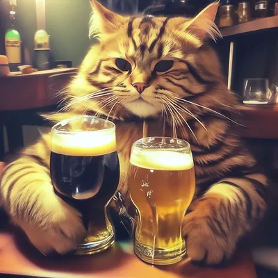 Очень злой пьяный кот» — создано в Шедевруме