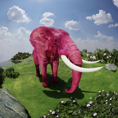 Розовый слон на батуте улетел в небо» — создано в Шедевруме