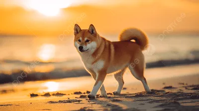 Маленькая рыжая собака стоит на песке и ждет команды хозяина Stock Photo |  Adobe Stock