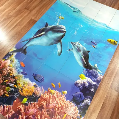 Картина по номерам Дельфины в море FHR0570 - раскраска Molly 40x50 см - цена,  фото, описание