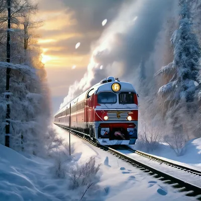 Поезд в снегу (53 фото) - 53 фото