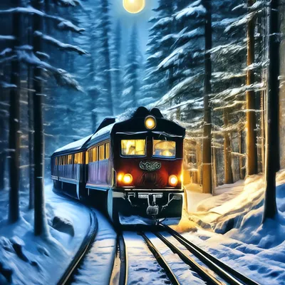 Поезд в лесу зимой - 65 фото