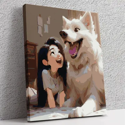 Купить постер для дома - Девушка с собакой. - Мой Постер