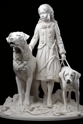 Девушка с черной собакой арт - 63 фото