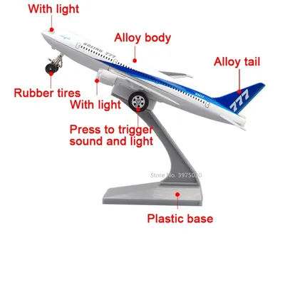 Самолёт Veld Co Боинг 777 металлический инерционный со светом и звуком  купить по цене 752 ₽ в интернет-магазине Детский мир