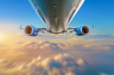 Пассажирский самолет летит на эшелоне полета высоко в небе над облаками вид  прямо перед собой | Премиум Фото